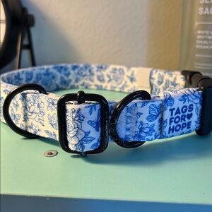 Tags For Hope Blue Floral Dog Collar